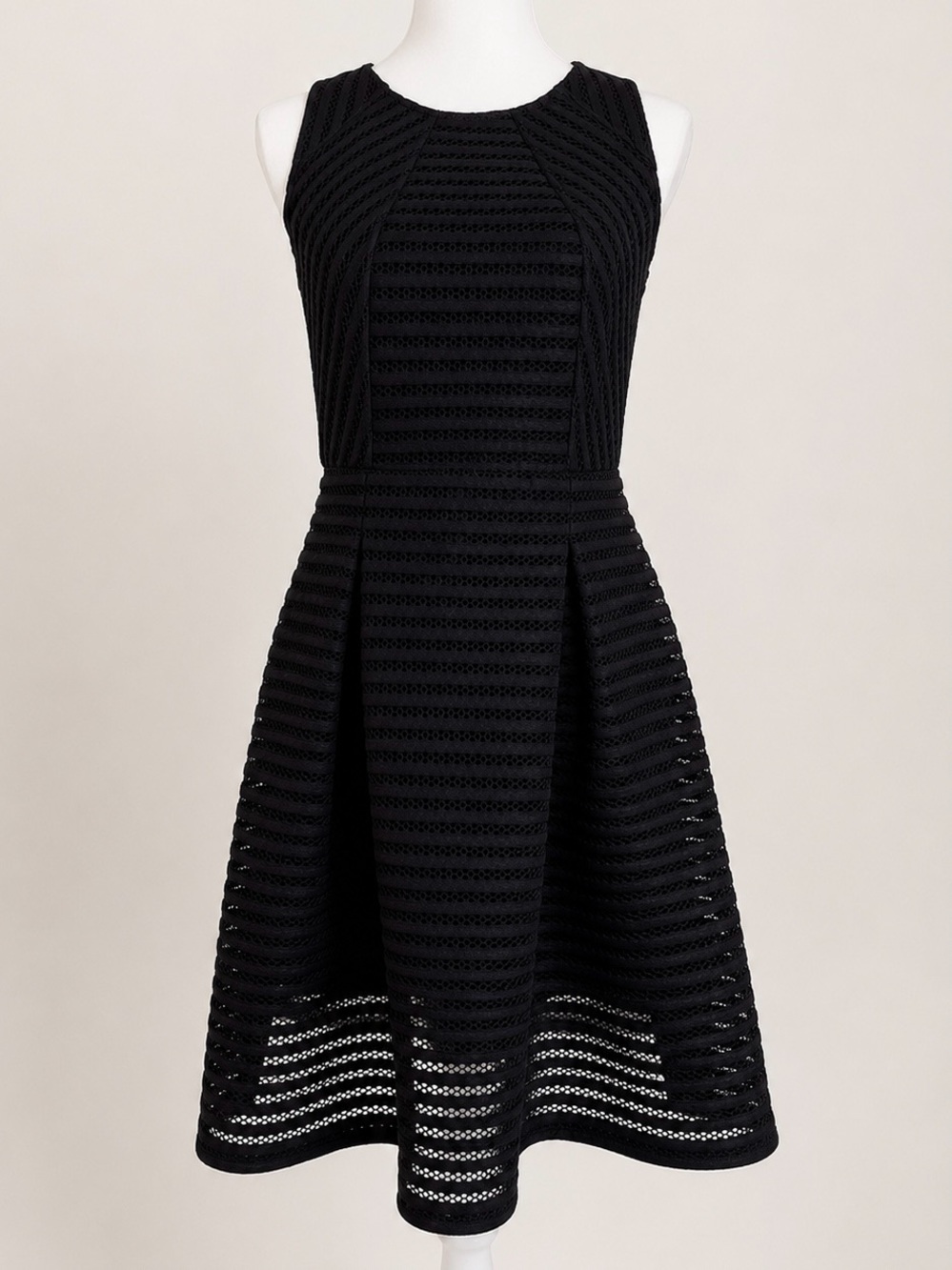 Mossimo Black Sleeveless Eyelet Mesh Fit & Flare Dress